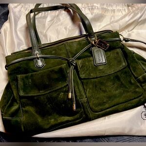 Original Coach Green Suede Bag